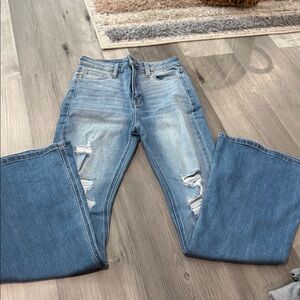 Cello Light Blue Distressed Flare Jeans